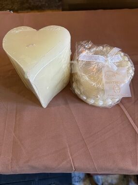 Cream Heart Shaped and birthday cake Decorative Candle bundle - Unbranded